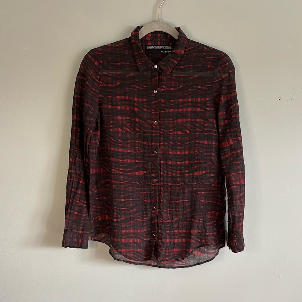 The Kooples Red and Black Casual Button Down Shirt